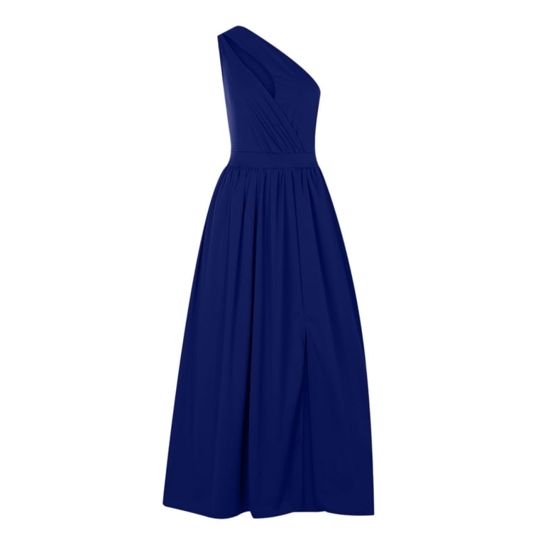 asymmetrical maternity dress Royal Blue One Shoulder Asymmetrical Ruffle Maternity Dress