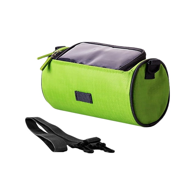 EeaseMX Bolsa para cilindro de bicicleta, resistente al desgaste, para manillar de bicicleta, con función táctil para teléfono (verde)