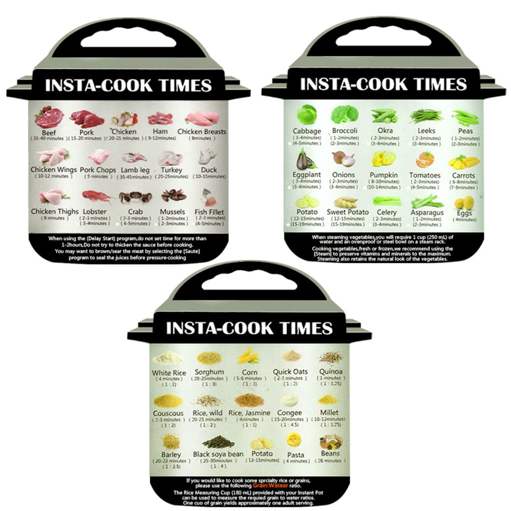 adviicd 3Pcs Cooking Schedule Cheat Sheet Food Cooking For Instant Pot black One Size Walmart