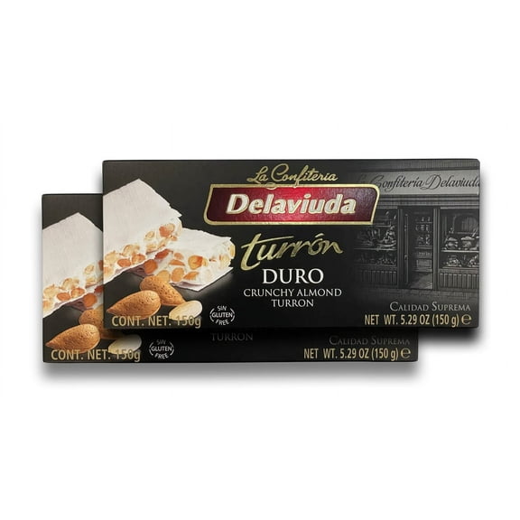 Delaviuda La Confiteria Turron BCF26 Duro, Crunchy Almond Turron (Pack of 2)