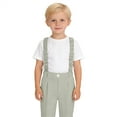 thumbnail image 2 of Boys Suspenders Suit Pants, Solid Color Straight Leg Dress Pants with Elastic Straps, Kids Formal Trousers for School, Wedding and Special Occasions Green 90, 2 of 4