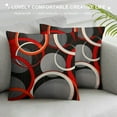 thumbnail image 3 of COMIO Modern Geometric Lines Double Sides Print Pillow Covers,Gray Black Red Swirls Pillowcases Soft Square 18"x18" Cushion Cases,Modern Abstract Throw Pillow Covers for Room Decor, 3 of 5