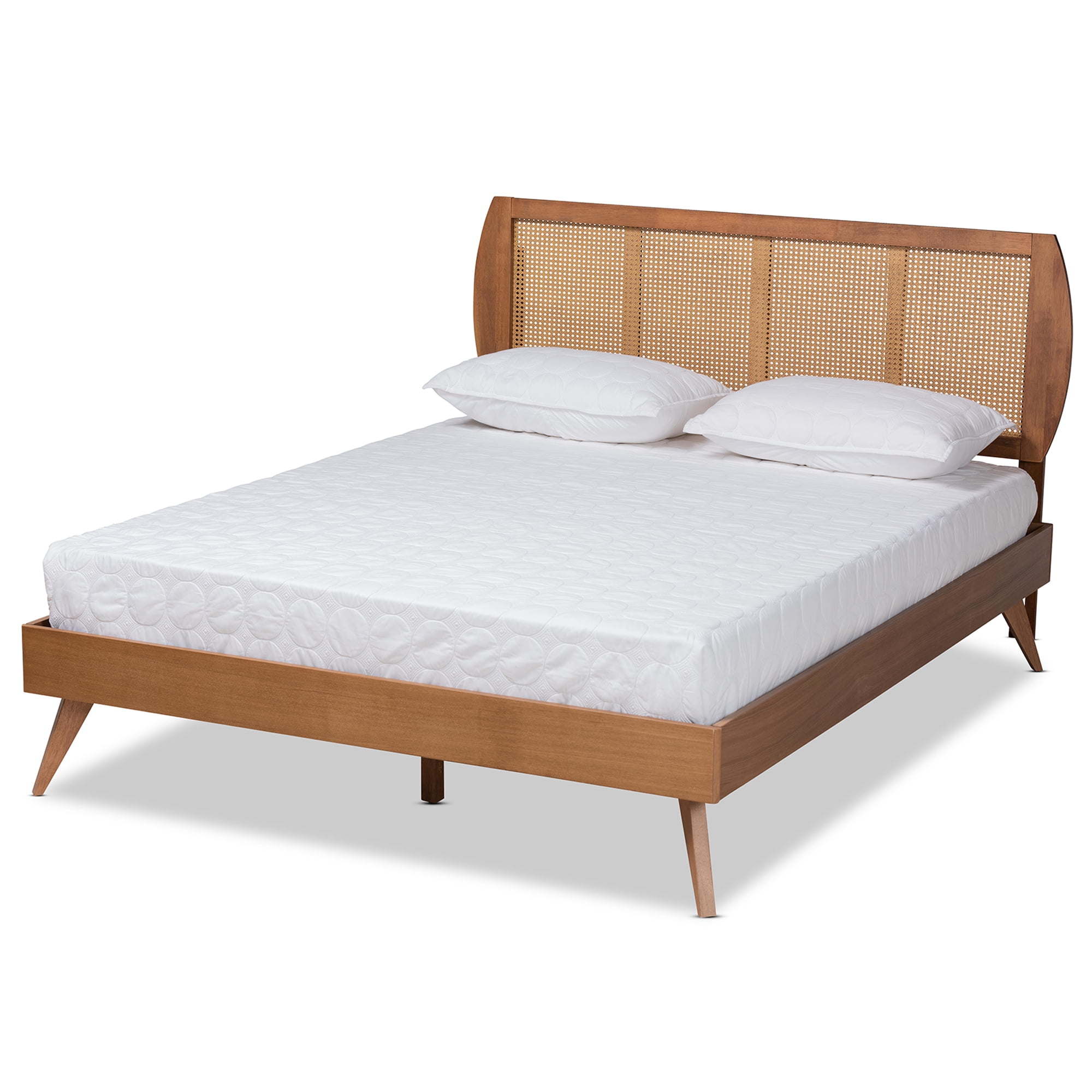 Baxton Studio Asami Mid-Century Engineered Wood Platform Bed, Queen, Walnut Brown
