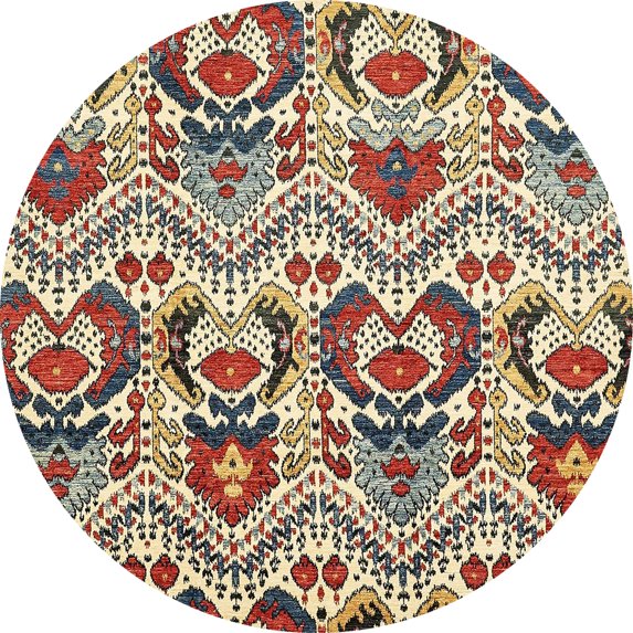 Ahgly Company Machine Washable Indoor Round Abstract Red Brown Area Rugs, 7' Round