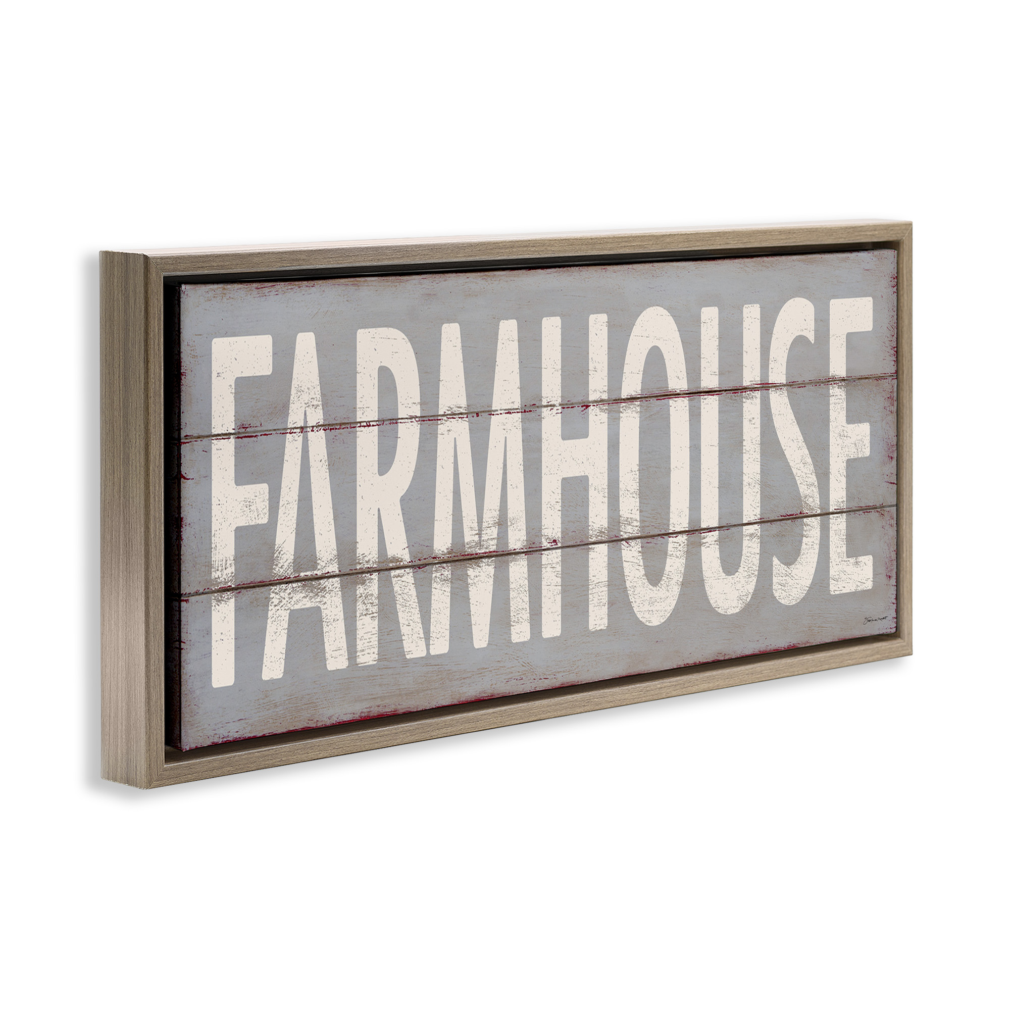 Stupell Industries Farmhouse Rustic Planked Design Typography Painting Brown Floater Framed Canvas Art Print Wall Art, 31 x 14