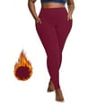 thumbnail image 2 of ManxiVoo Plus Size Thermal Fleece Lined High Waist Leggings with Convenient Pockets for Winter Workouts and Yoga Practice XL Size Red, 2 of 7