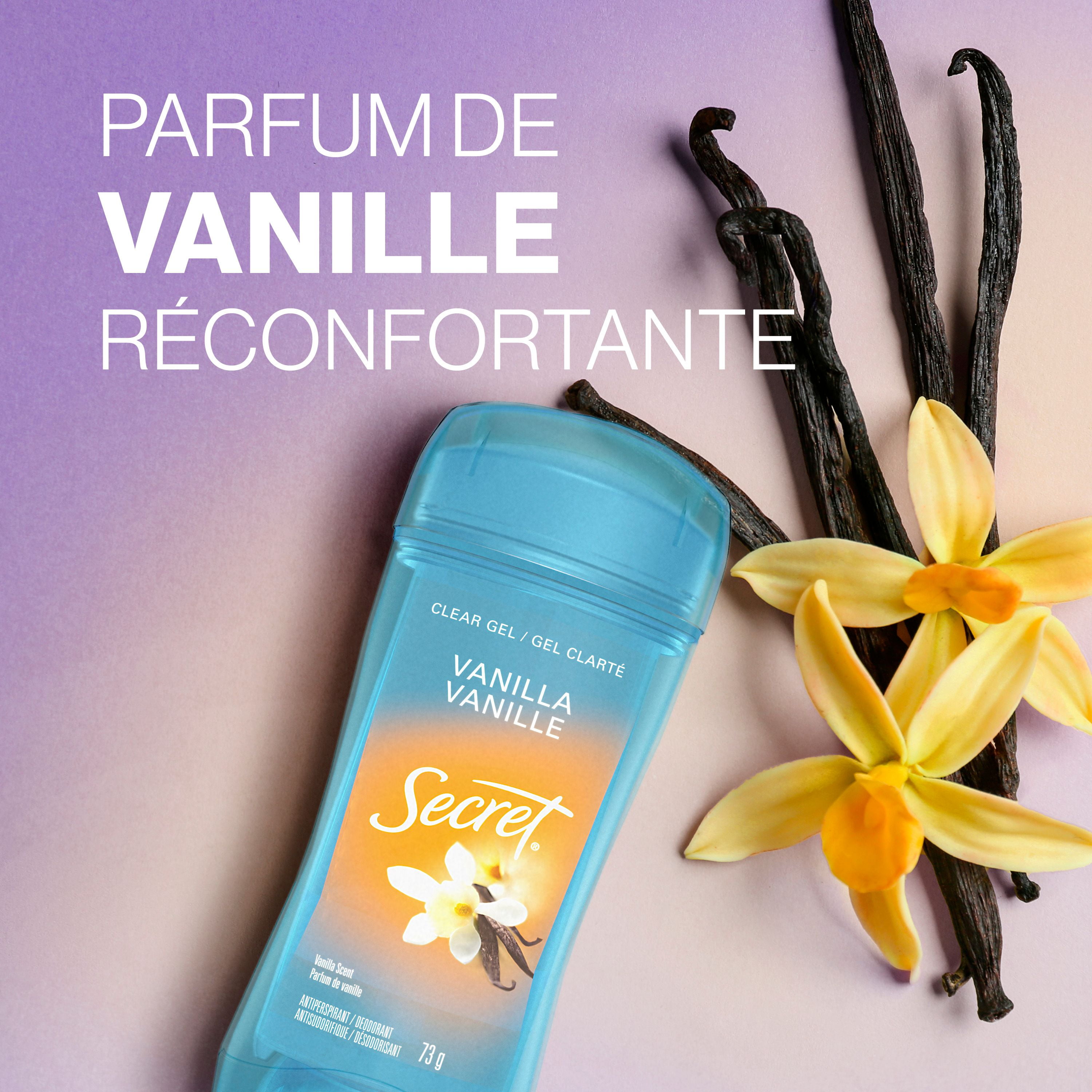 Antisudorifique et désodorisant gel clarté Secret, parfum Vanille