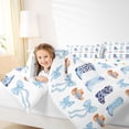 thumbnail image 4 of jejeloiu Blue Cow Print Cowboy Boot 7-Piece Bedding Comforter Set Kids,Dreamy Princess Bow King Bedding Sets For Girls,Reversible, 4 of 7