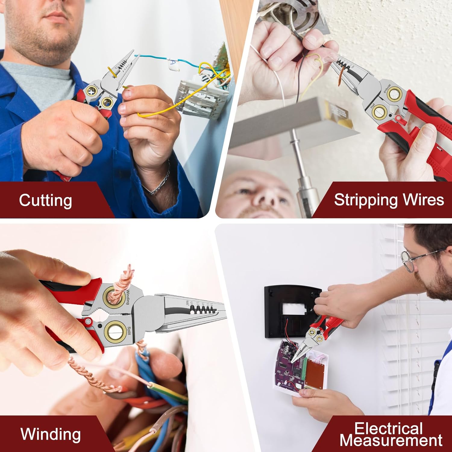 8-in-1 Wire Stripper with Voltage Testing Function - Professional-grade multi-function wire stripper tool combining wire cutting, crimping, stripping, twisting, and pulling