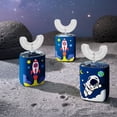 thumbnail image 2 of Cepillo de dientes eléctrico automático de 360 grados, tipo U, para niños, con dibujos animados, sónico, carga por USB, luz azul, IPX7, 2 of 5