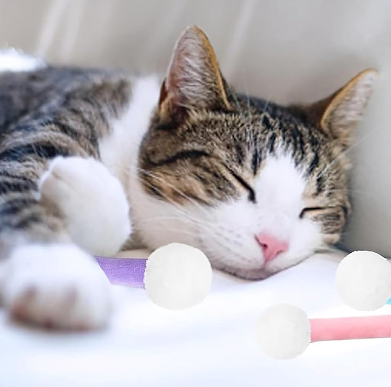 Cat Qtip Toy - Giant Cotton Swab Cat Toy for Interactive Play, Sturdy for Indoor Cats and Cat Lovers Gift
