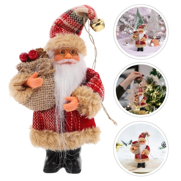 MLINS Plush Santa Claus Doll Ornaments for Party Multi Color Fabric and Plush 6 Inch