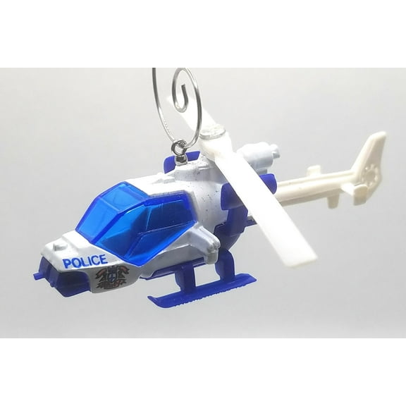 Christmas Ornament for Mission Helicopter Police Force White Blue
