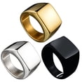 thumbnail image 5 of SmartBy Wedding Ring Solid Color Finger Decoration Stainless Steel Men Square Band Finger Ring for Party, 5 of 8