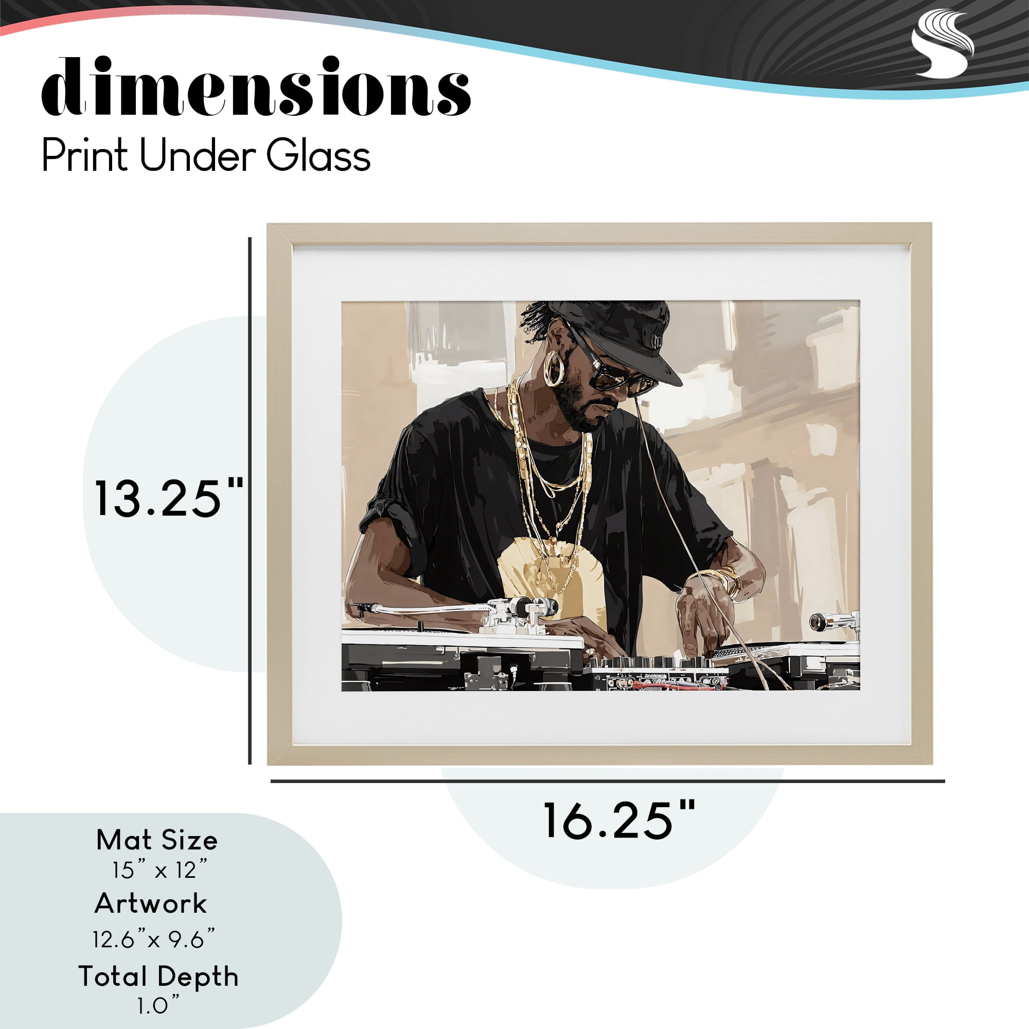 Stupell Industries Timeless DJ with Urban Rhythm Birch Framed Print Under Glass, design by Franklyn Gregory