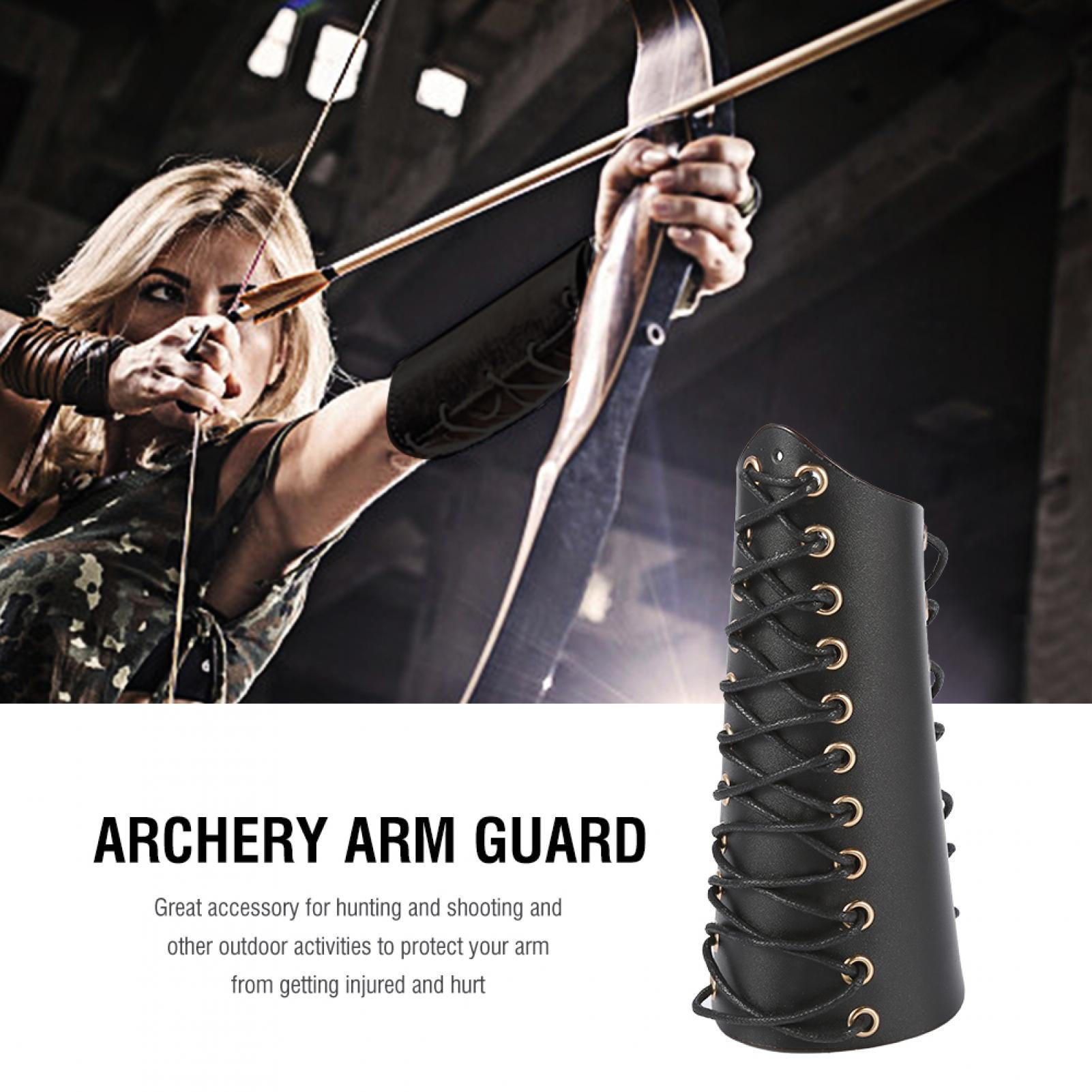 Strap Shooting Equipment Arm Guard Protector Bracer 2Pcs Leather Finger Guard LA 