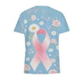 thumbnail image 4 of Women's Short Sleeve V-Neck Scrub Tops, Nursing Work Uniform with Breast Cancer Awareness Ribbon Print and Pocket, Soft Stretch Fabric, 4 of 6