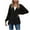 Black, variant on Fesfesfes Warm Coat for Women Fall And Winter Long Sleeve Solid Color Loose Button Lace Patchwork Cardigan Top On Sale