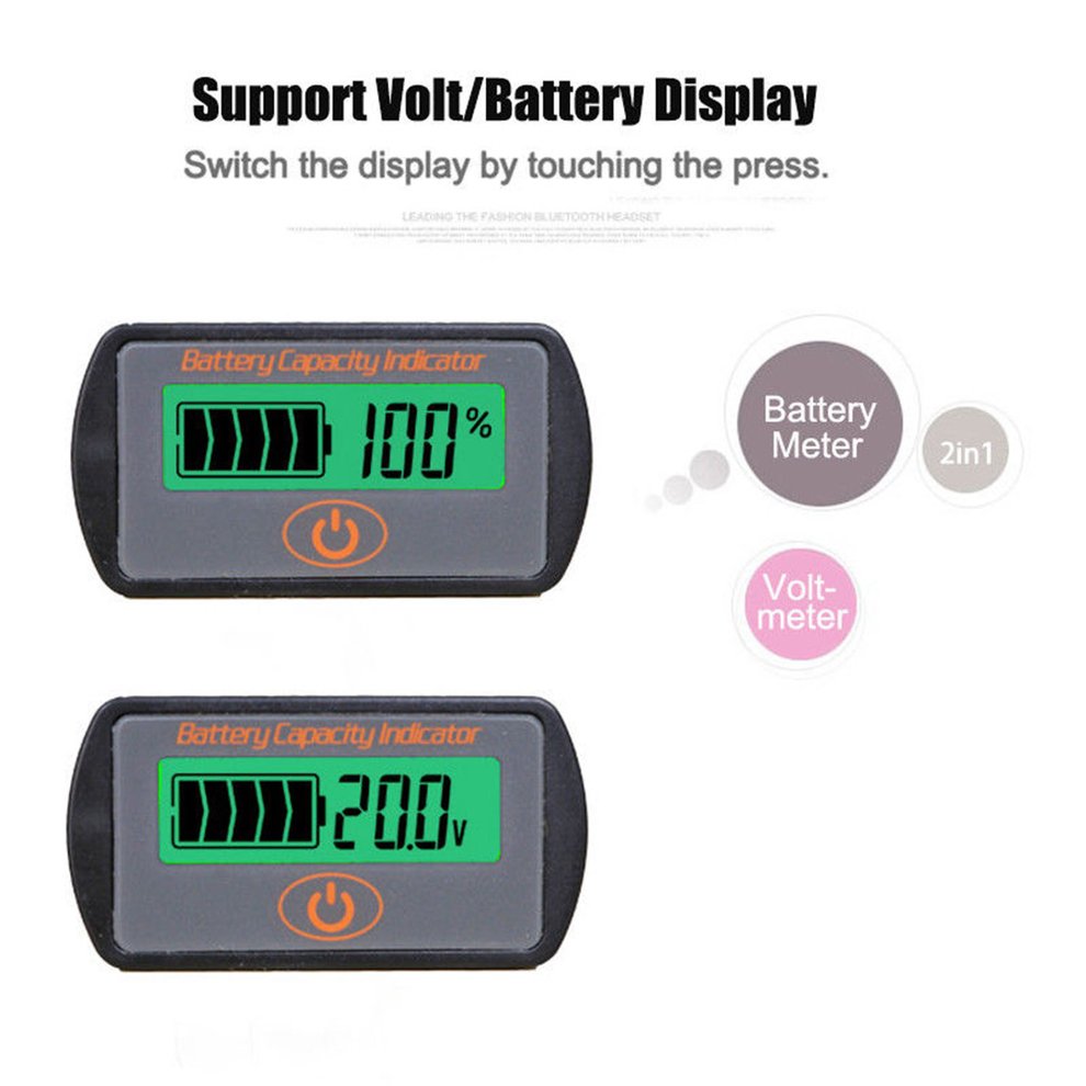 12V/24V Digital LeadAcid Battery Percentage Voltmeter LCD Display Volt