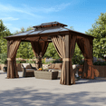 thumbnail image 2 of Nordivale 12x10 FT Outdoor Hardtop Gazebo – Double-Layer Polycarbonate Canopy, Aluminum Frame, Curtains & Mesh Screens, Ideal Shading Solution for Garden, Patio & Yard, 2 of 4