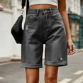 thumbnail image 6 of HXWCHs Women's Jeans Women Ripped Denim Shorts Straight Leg Distressed Casual Comfortable Fashion Five Pocket Design Gray L, 6 of 7