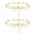 thumbnail image 1 of Dinheiro Tobillera con dijes de 2 Piezas, Tobillera con Cadena de pie Linda para la Playa para Mujer, Regalos de Navidad y San Valentín, 1 of 5