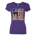 thumbnail image 3 of Wild Bobby, By His Blood We Are Healed Inspirational/Christian Womens Slim Fit Junior Tee, Purple Rush, Large, 3 of 5