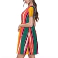 thumbnail image 2 of Balery Vertical Stripes Vestidos sueltos de manga corta para mujer, vestidos de verano 2025, vestidos casuales de corte A con vuelo., 2 of 6