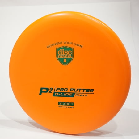 Discmania Flex 2 D-Line P2 Disc Golf Putter & Approach Disc Pick Color/Weight [Stamp & Exact Color May Vary] Orange 175-176 grams