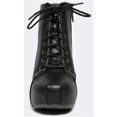 thumbnail image 4 of Qupid PUFFIN-06 Classic Lita Inspired Lace Up Chunky High Heel Basic Ankle Boot Bootie Shoe, 4 of 4