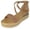 Tan Nubuck, variant on Women Espadrille Wedge Heels Sandals Open Peep Toe Platform Flatform Ankle Strap CANDIDE-9 Gold 7.5