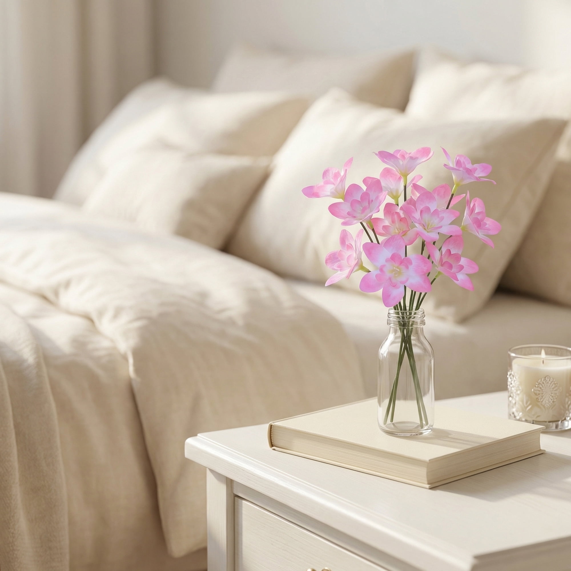 Unique Bargains Artificial Orchid Flowers Detachable HeadsSilk Phalaenopsis Pink 5.9 in