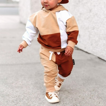 

Coduop Newborn Baby Girl Boy Long Sleeve Hooded Sweatshirt Hoodie Pants Set 0-4 Years
