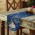 thumbnail image 3 of Table Runner Dresser Scarves Christmas Snowman with Scarf Cotton Linen Burlap Table Cover Snowflake Quote on Blue Table Runners for Family Kitchen Dining Holiday Party Banquet Decor, 3 of 5