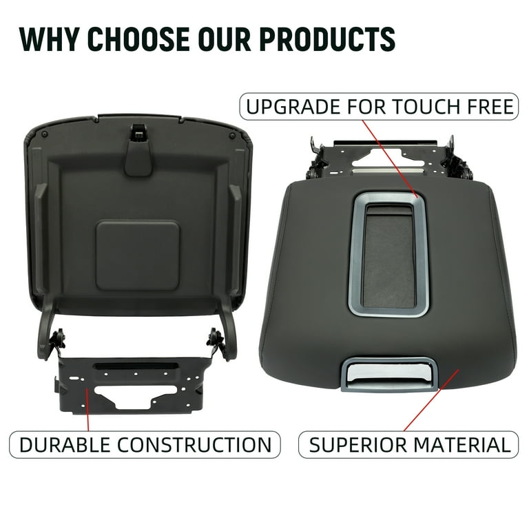 Middle Seat Console Armrest Lid - Black Replacement For Chevy Silverado GMC Sierra Suburban Tahoe Yukon