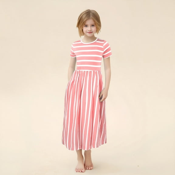 Kids Dress Short Sleeve Casual Dresses for Teens A Line Dresses Girl Party Dress for Teens 11-12 Years