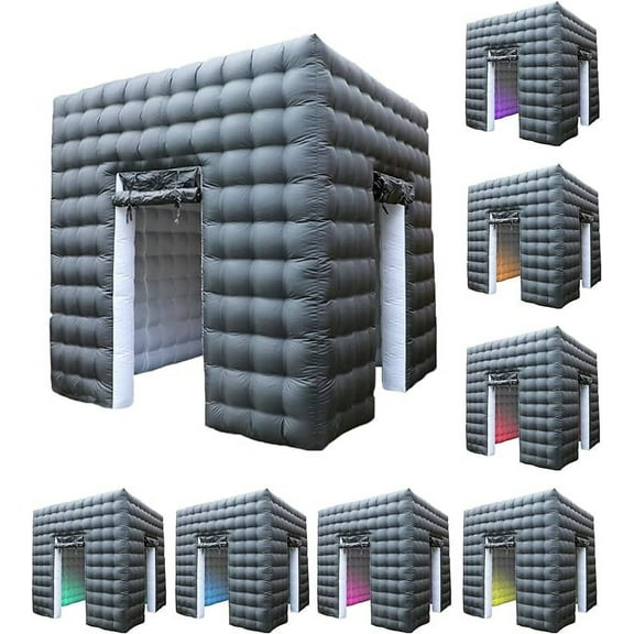 WGIA Inflatable Photo Booth Enclosure 2 Doors, Large Inflatable Tent (8.2 X 8.2 Ft) with Led Lights,Use in Advertising, Bars, Events, Trade Shows, Photo Booth Companies