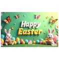 thumbnail image 6 of LUUFILx Easter Bunny Backdrop Banner Flower Eggs Decorations Spring Festival Celebration Party Supplies Floral Photography Props Background, 6 of 8