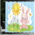 thumbnail image 4 of Ambesonne Cartoon Shower Curtain, Rabbit in Garden, 69"Wx84"L, Multicolor, 4 of 5