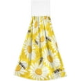 thumbnail image 2 of SKYSONIC 2 PCS 12"x17" Hand Towels for Kitchen Honey Bees Daisy Bathroom Hand Towels Kitchen Towels with Hanging Loop, Honeybee Floral Yellow Hanging Tie Towels, 2 of 6