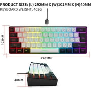 SnpurTech Compact USB-C Gaming Keyboard, Black&White