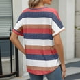 thumbnail image 5 of GaThRRgYP Women's Short Sleeve Tops for Summer Adventures,Ladies' Loose Casual Striped Contrasting Color Pullover Pocket Short Sleeved Top Wine S, 5 of 8