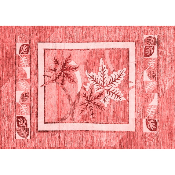 Ahgly Company Indoor Rectangle Abstract Red Modern Area Rugs, 5' x 8'
