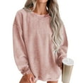 thumbnail image 1 of Sudadera de punto oversize de color liso para mujer - Manga larga, poliéster, estilo informal para otoño/invierno, 1 of 8