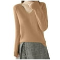 thumbnail image 1 of Women's Solid Color Long Sleeve Knitted Sweater Wool Pullover Top For Women, 1 of 4