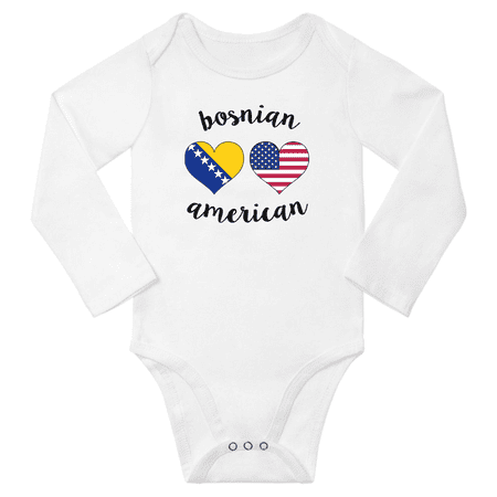 

Bosnian and American Love Heart Baby Long Slevve Romper Bodysuit (White 3-6 Months)