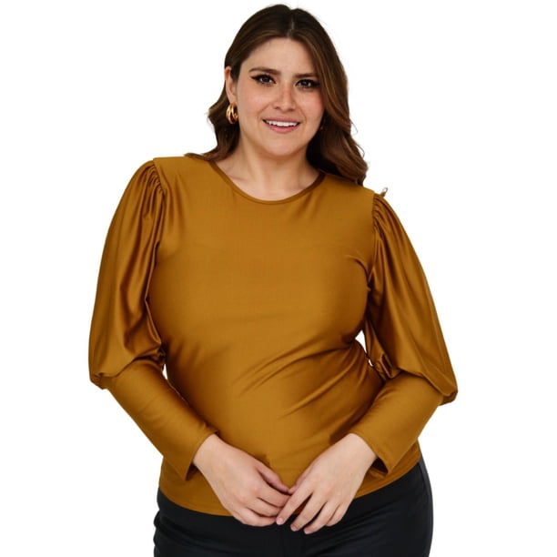 Blusa de puño cerrado Roman Fashion tallas extras, 1809 (Mostaza) ocre 36 Roman Fashion Blusa extra 1809