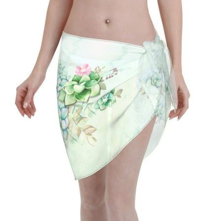 Ocsxa Succulent Print Sarong Coverups For Women Bathing Suit Wrap Swimsuit Skirt Beach Bikini Cover Up Swimwear