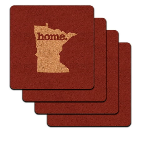

Minnesota MN Home State Low Profile Cork Coaster Set - Solid Maroon