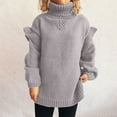 thumbnail image 2 of Ltctricy Oversized Sweaters for Women Ruffle Long Sleeve Turtleneck Loose Casual Pullover Sweaters Fall Winter Knit Sweaters(Gray,Small), 2 of 6